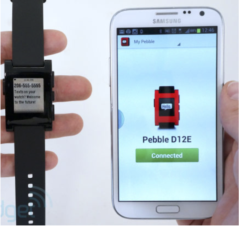 Pebble smartwatch. Image: Neil Acquatella. Via www.flickr.com. License: Attribution-NonCommercial-NoDerivs 2.0 Generic (CC BY-NC-ND 2.0) - https://flic.kr/p/f24hpK